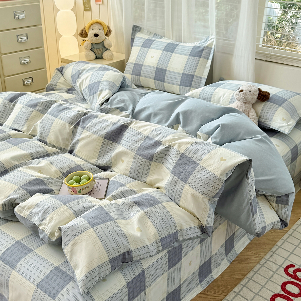 91家纺网 家纺一手货源 找家纺 尚帛 2026新款全棉品质喷气印花爆款四件套 多规格套件 单品系列-四件套 初心-灰