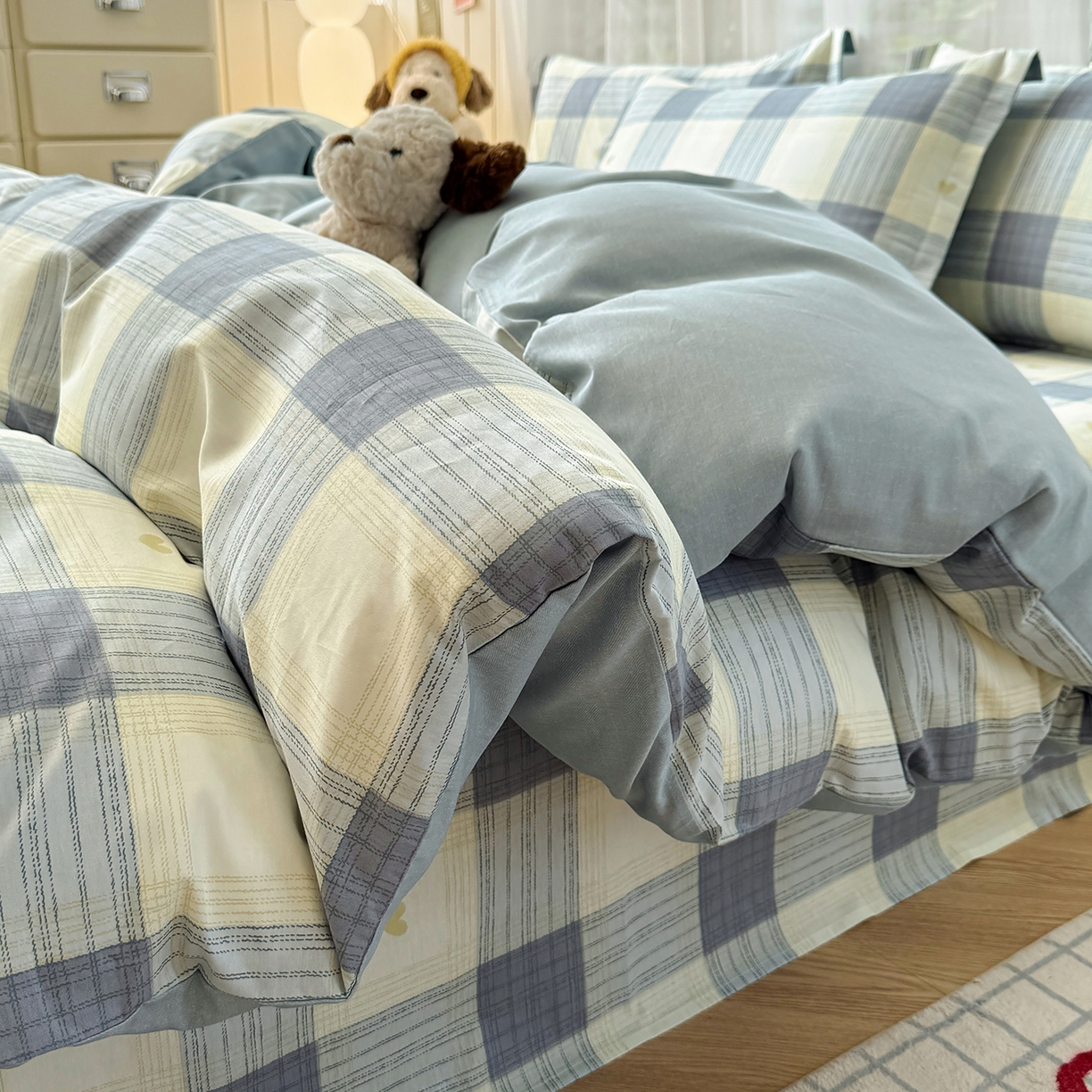 91家纺网 家纺一手货源 找家纺 尚帛 2026新款全棉品质喷气印花爆款四件套 多规格套件 单品系列-四件套 初心-灰