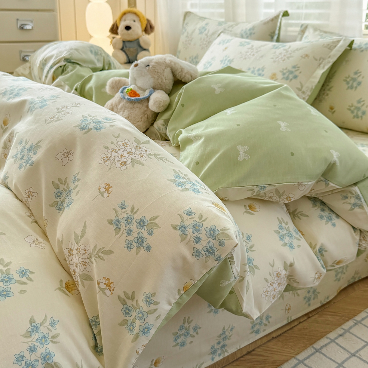 91家纺网 家纺一手货源 找家纺 尚帛 2026新款全棉品质喷气印花爆款四件套 多规格套件 单品系列-四件套 春漫庭