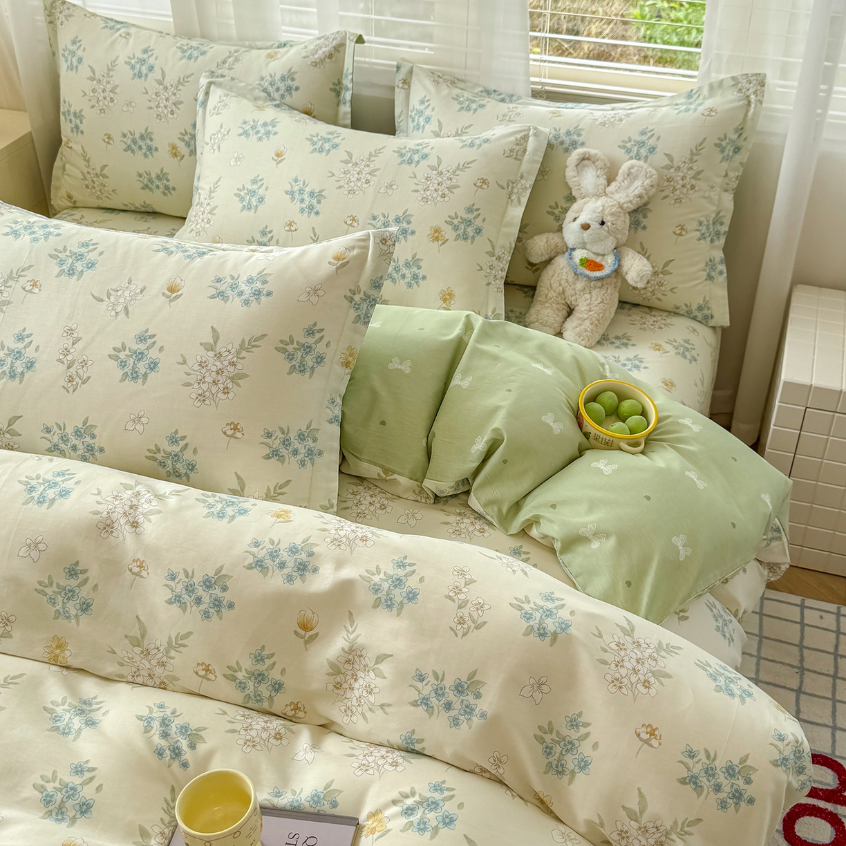 91家纺网 家纺一手货源 找家纺 尚帛 2026新款全棉品质喷气印花爆款四件套 多规格套件 单品系列-四件套 春漫庭