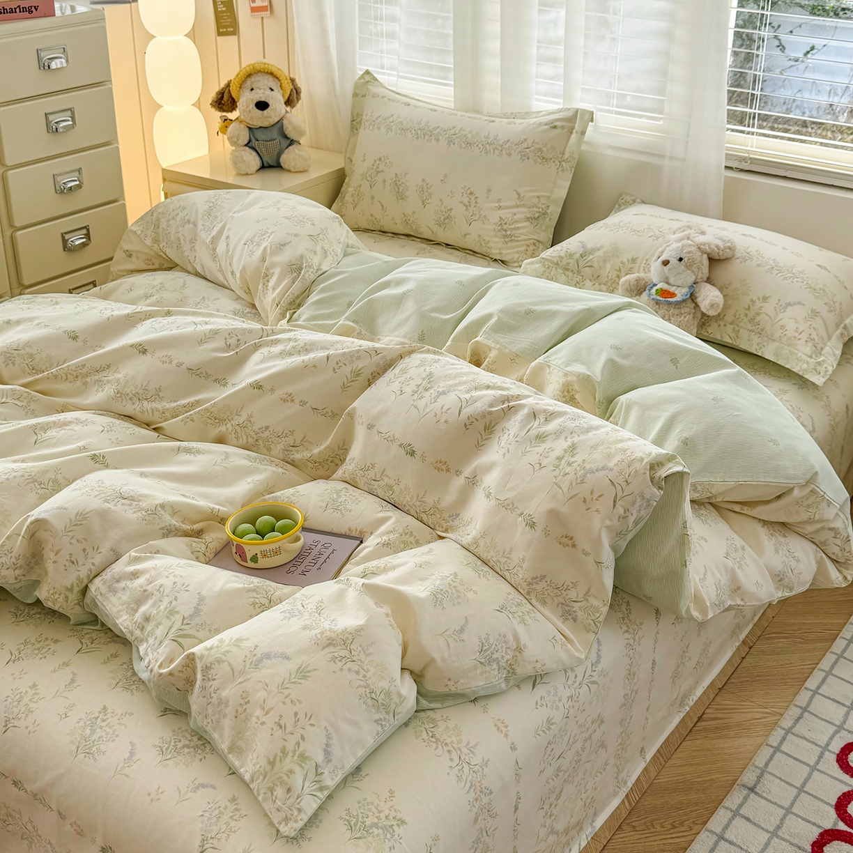 91家纺网 家纺一手货源 找家纺 尚帛 2026新款全棉品质喷气印花爆款四件套 多规格套件 单品系列-四件套 丛草集