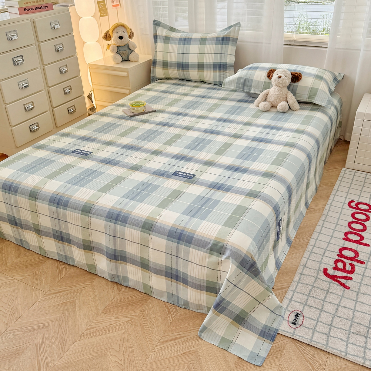 91家纺网 家纺一手货源 找家纺 尚帛 2026新款全棉品质喷气印花爆款四件套 多规格套件 单品系列-四件套 格兰德-蓝