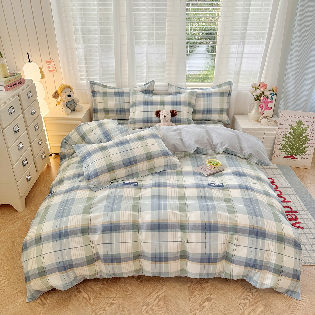 91家纺网 家纺一手货源 找家纺 尚帛 2026新款全棉品质喷气印花爆款四件套 多规格套件 单品系列-四件套 格兰德-蓝