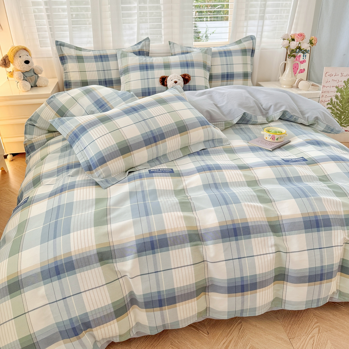 91家纺网 家纺一手货源 找家纺 尚帛 2026新款全棉品质喷气印花爆款四件套 多规格套件 单品系列-四件套 格兰德-蓝