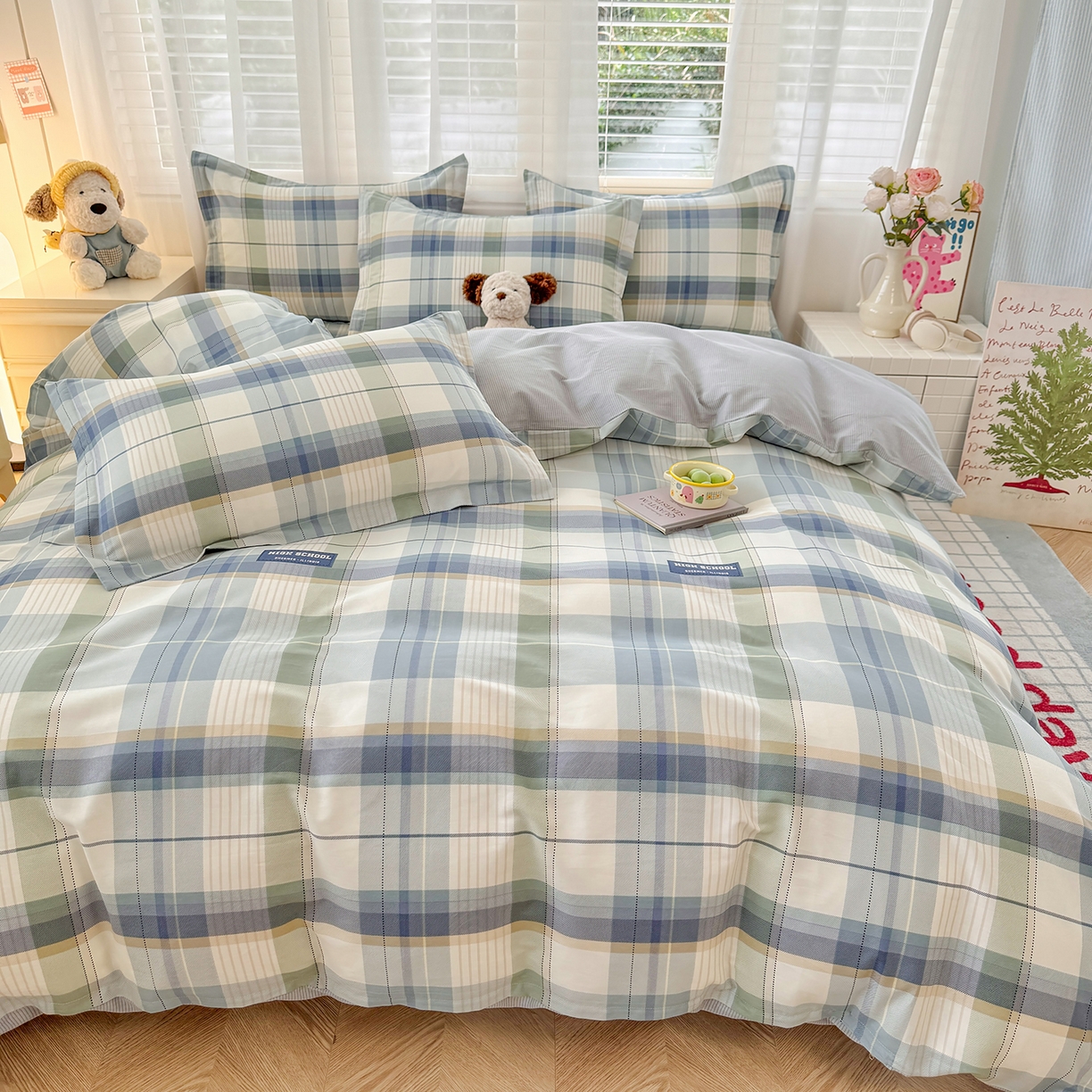 91家纺网 家纺一手货源 找家纺 尚帛 2026新款全棉品质喷气印花爆款四件套 多规格套件 单品系列-四件套 格兰德-蓝