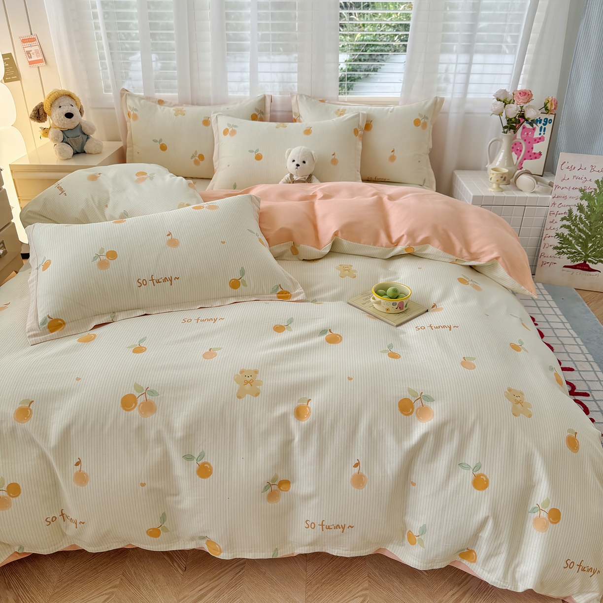 91家纺网 家纺一手货源 找家纺 尚帛 2026新款全棉品质喷气印花爆款四件套 多规格套件 单品系列-四件套 欢乐碰碰熊