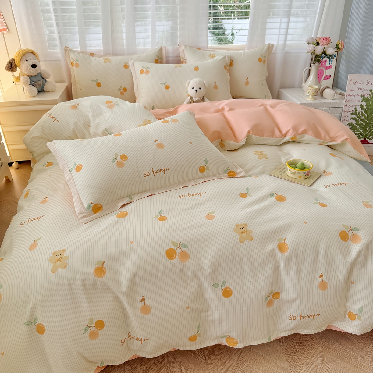 91家纺网 家纺一手货源 找家纺 尚帛 2026新款全棉品质喷气印花爆款四件套 多规格套件 单品系列-四件套 欢乐碰碰熊