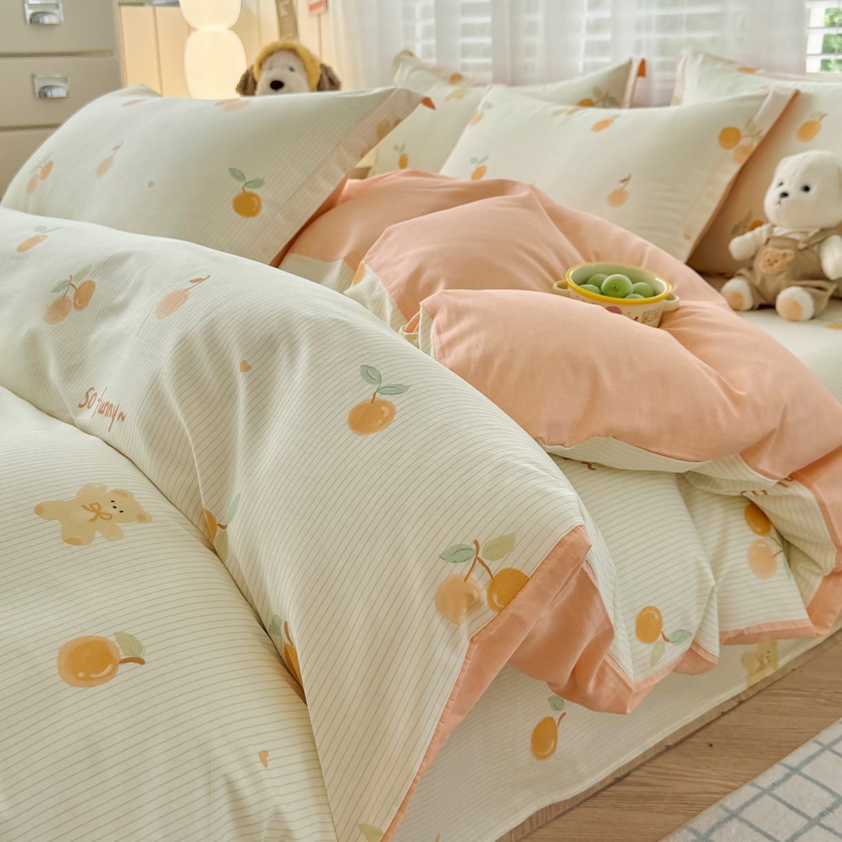 91家纺网 家纺一手货源 找家纺 尚帛 2026新款全棉品质喷气印花爆款四件套 多规格套件 单品系列-四件套 欢乐碰碰熊