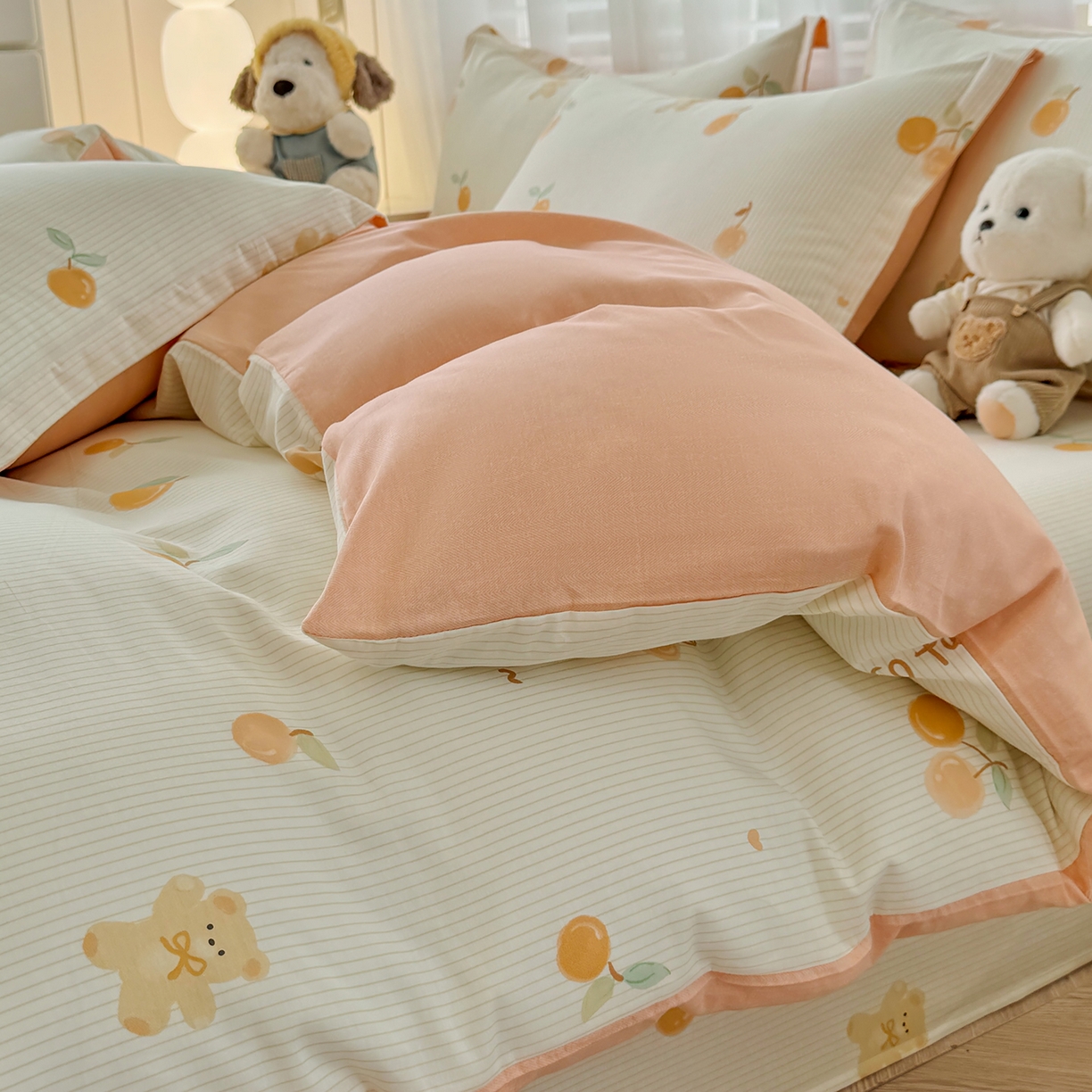 91家纺网 家纺一手货源 找家纺 尚帛 2026新款全棉品质喷气印花爆款四件套 多规格套件 单品系列-四件套 欢乐碰碰熊