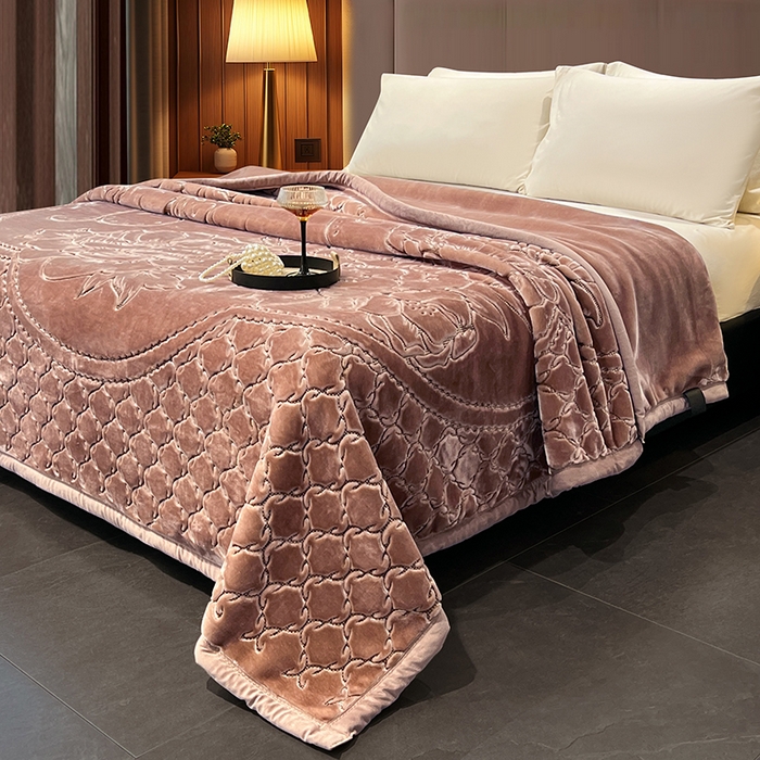 91家纺网 家纺一手货源 找家纺 （总）凯轩毛毯网销专供 2026新款仿刺绣双层加厚压花云毯