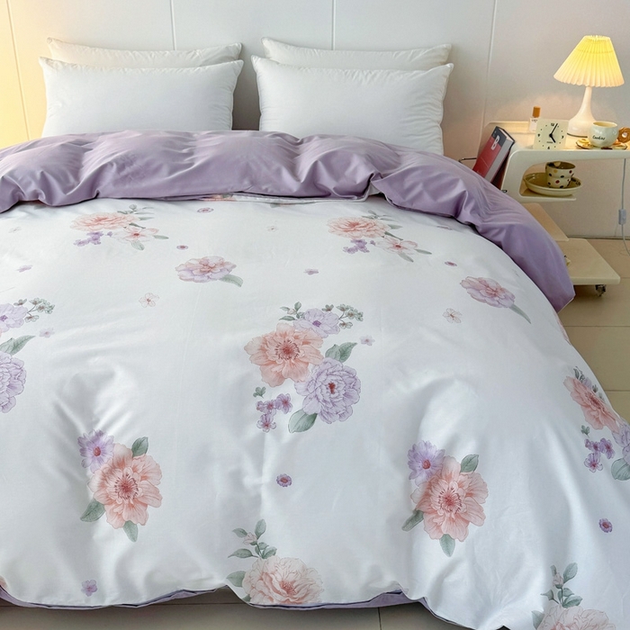 91家纺网 家纺一手货源 找家纺 艾迪尚家纺 2026新款133X76宽幅全棉纯棉印花单品被套 被套单件 长相思-紫