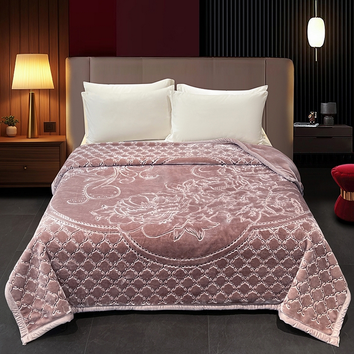 91家纺网 家纺一手货源 找家纺 （总）凯轩毛毯网销专供 2026新款仿刺绣双层加厚压花云毯