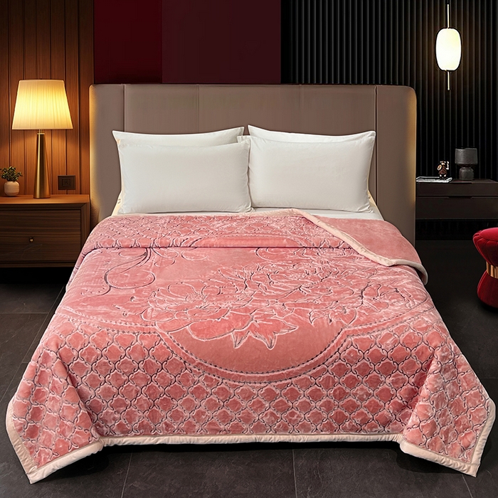 91家纺网 家纺一手货源 找家纺 （总）凯轩毛毯网销专供 2026新款仿刺绣双层加厚压花云毯