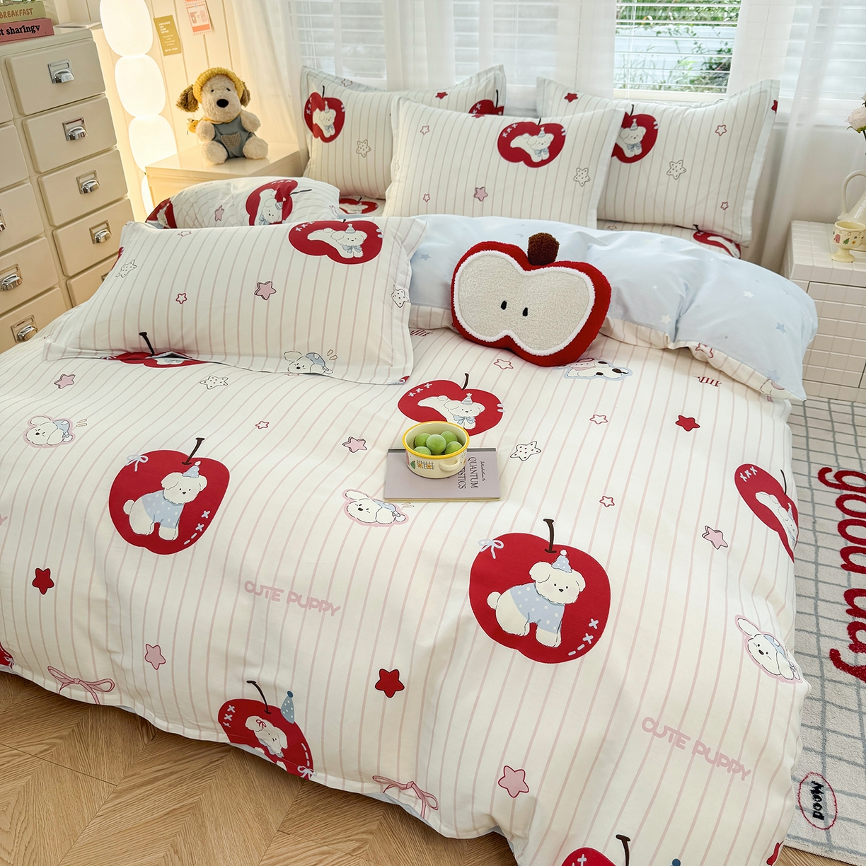 91家纺网 家纺一手货源 找家纺 尚帛 2026新款全棉品质喷气印花爆款四件套 多规格套件 单品系列-四件套 派对柯基