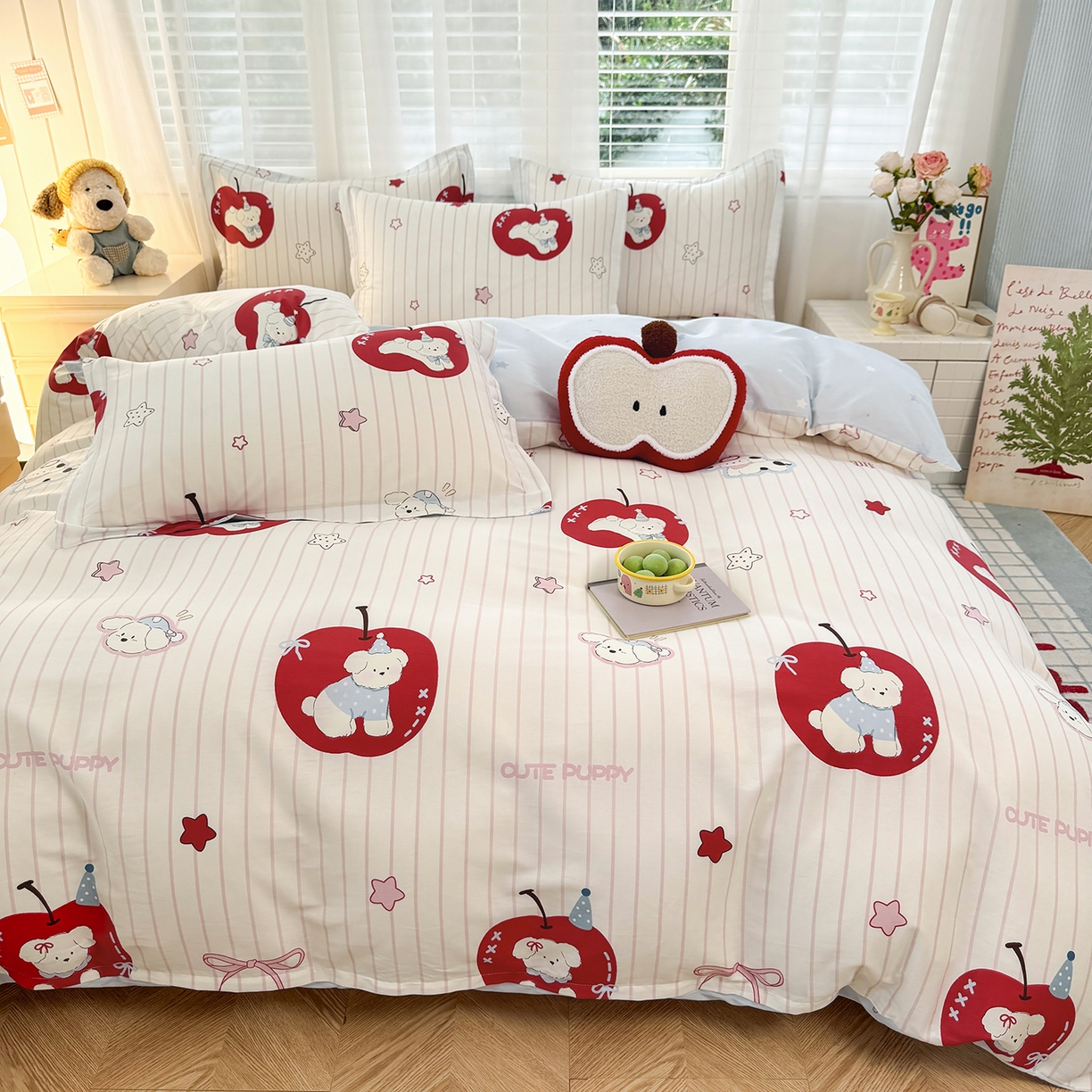 91家纺网 家纺一手货源 找家纺 尚帛 2026新款全棉品质喷气印花爆款四件套 多规格套件 单品系列-四件套 派对柯基