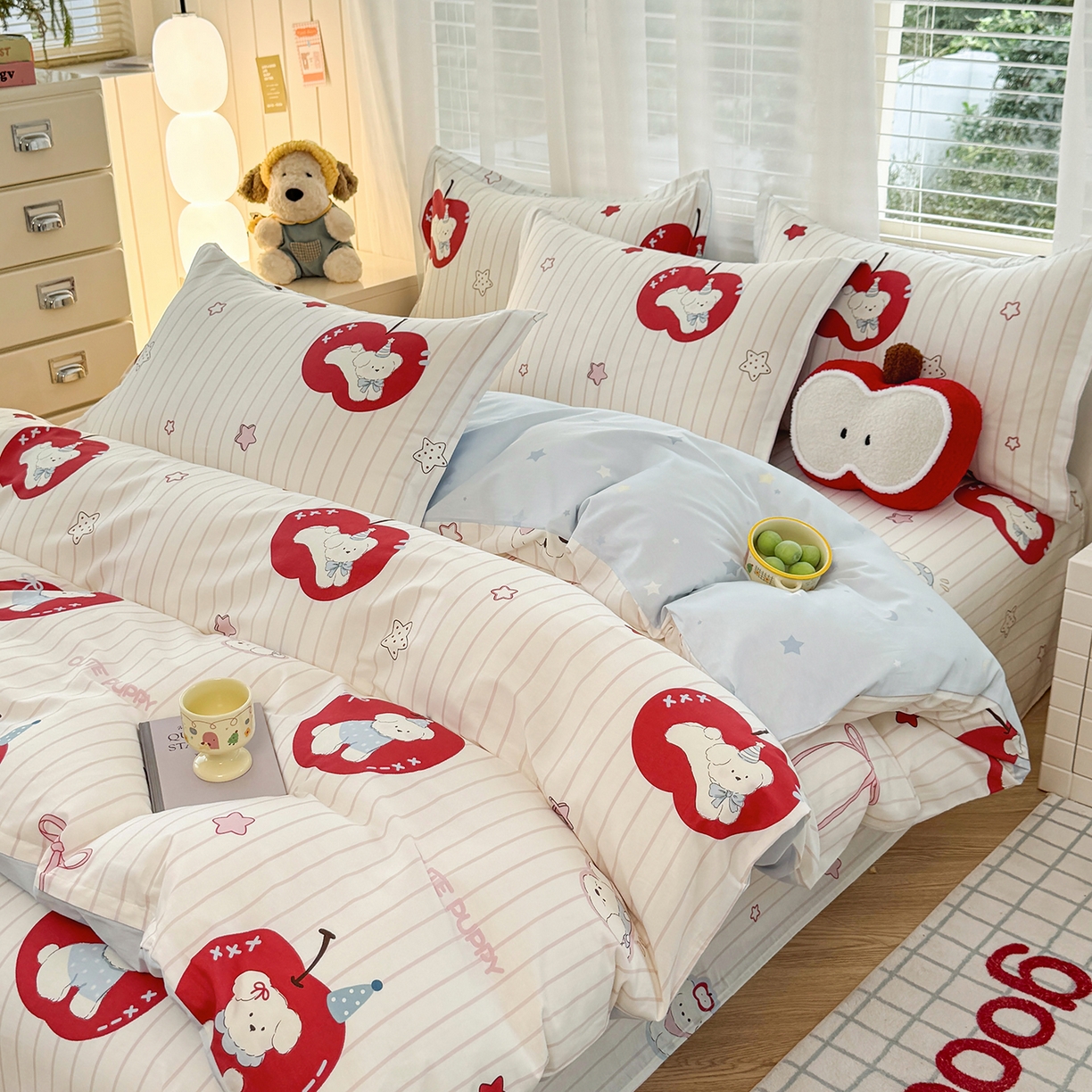 91家纺网 家纺一手货源 找家纺 尚帛 2026新款全棉品质喷气印花爆款四件套 多规格套件 单品系列-四件套 派对柯基