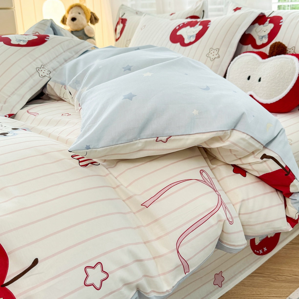 91家纺网 家纺一手货源 找家纺 尚帛 2026新款全棉品质喷气印花爆款四件套 多规格套件 单品系列-四件套 派对柯基