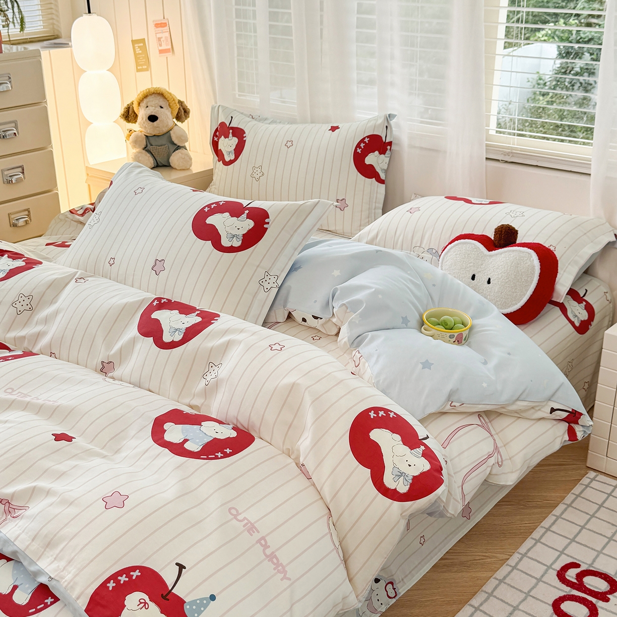 91家纺网 家纺一手货源 找家纺 尚帛 2026新款全棉品质喷气印花爆款四件套 多规格套件 单品系列-四件套 派对柯基