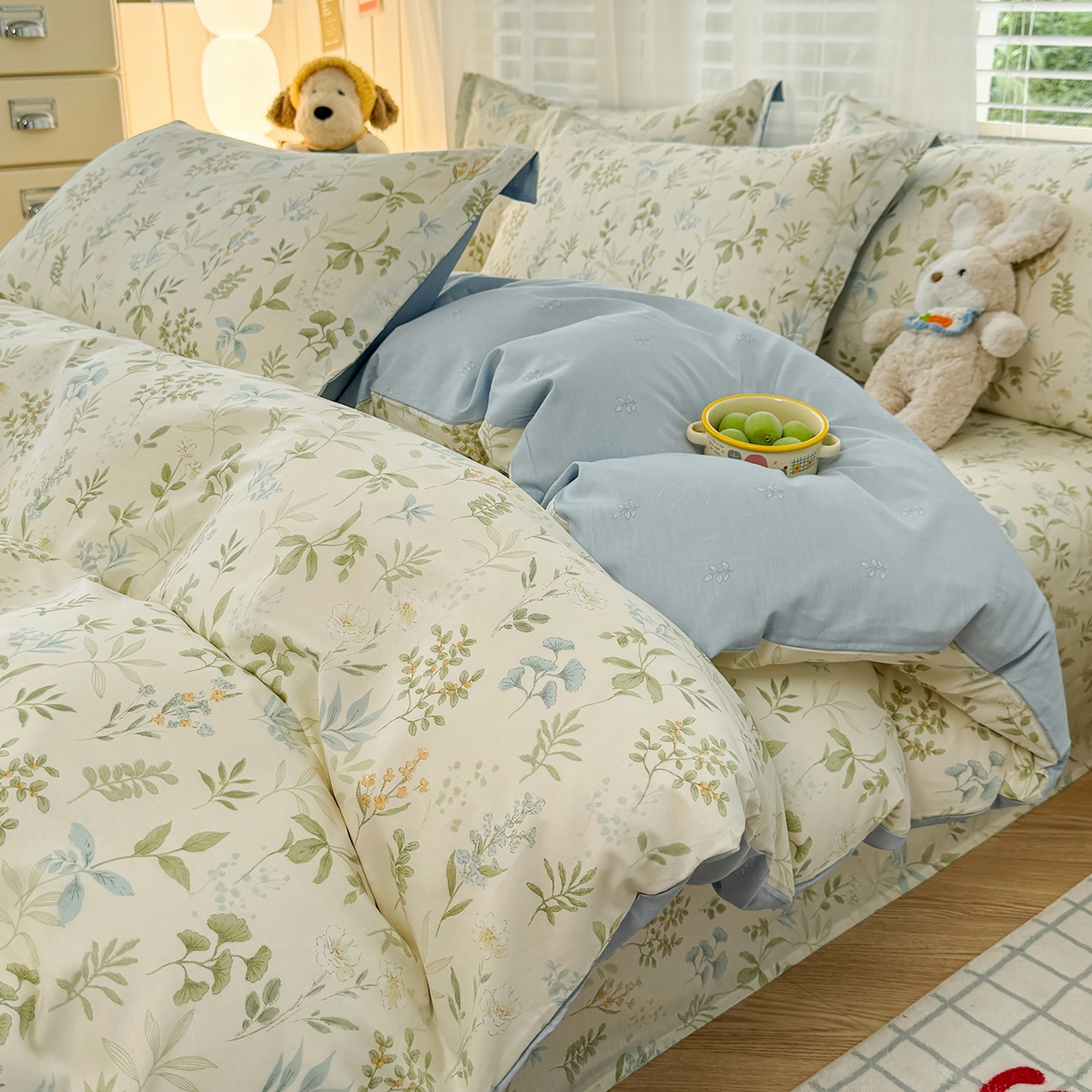 91家纺网 家纺一手货源 找家纺 尚帛 2026新款全棉品质喷气印花爆款四件套 多规格套件 单品系列-四件套 浅草繁花