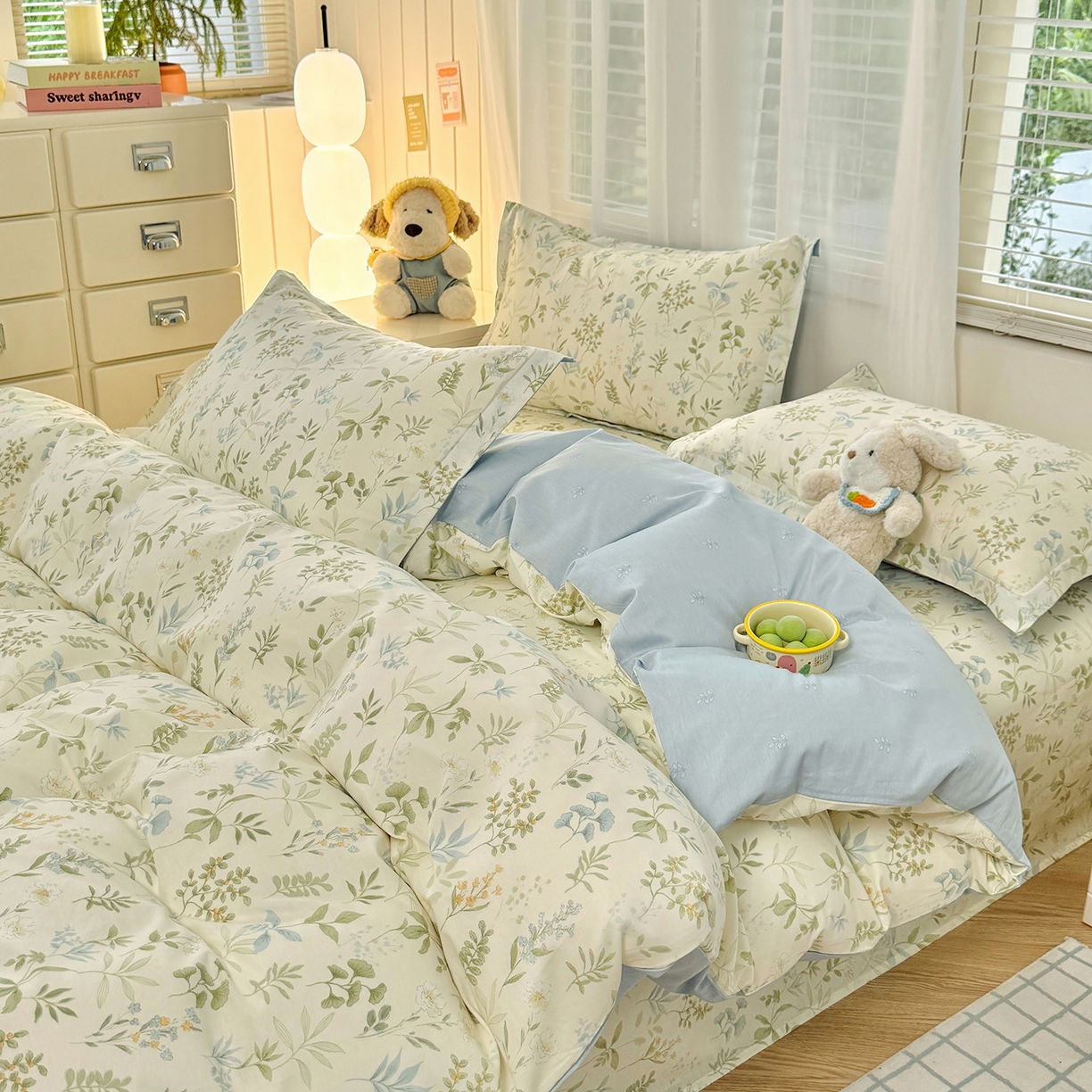 91家纺网 家纺一手货源 找家纺 尚帛 2026新款全棉品质喷气印花爆款四件套 多规格套件 单品系列-四件套 浅草繁花