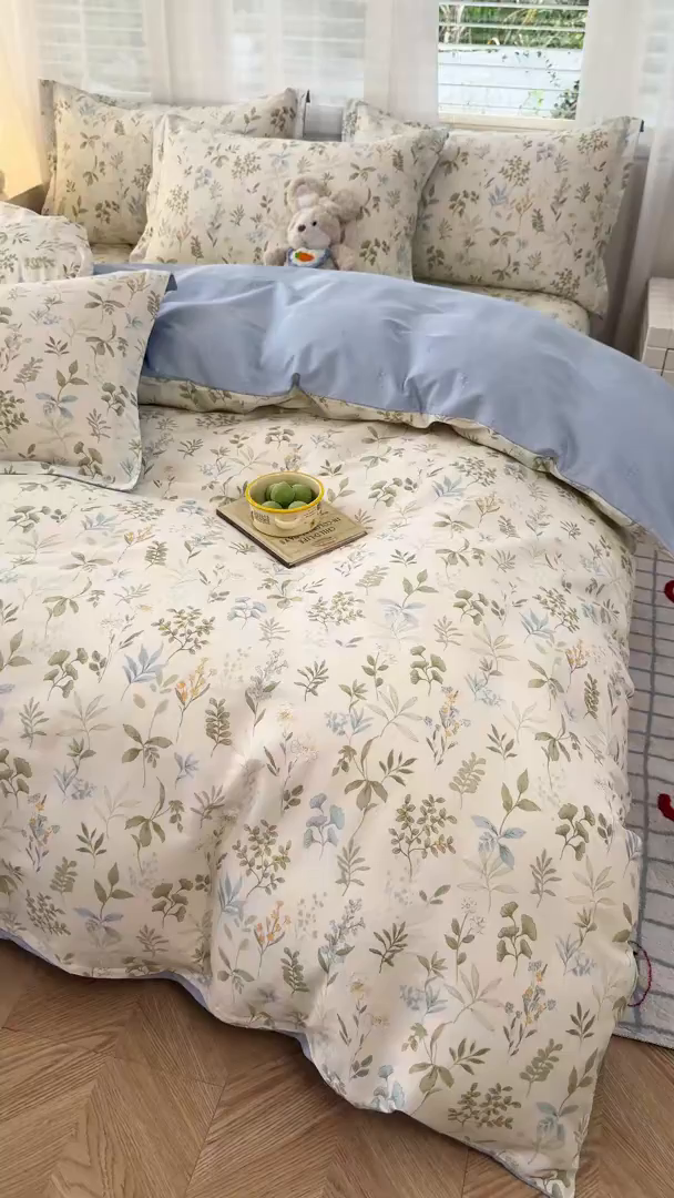 91家纺网 家纺一手货源 找家纺 尚帛 2026新款全棉品质喷气印花爆款四件套 多规格套件 单品系列-四件套 浅草繁花