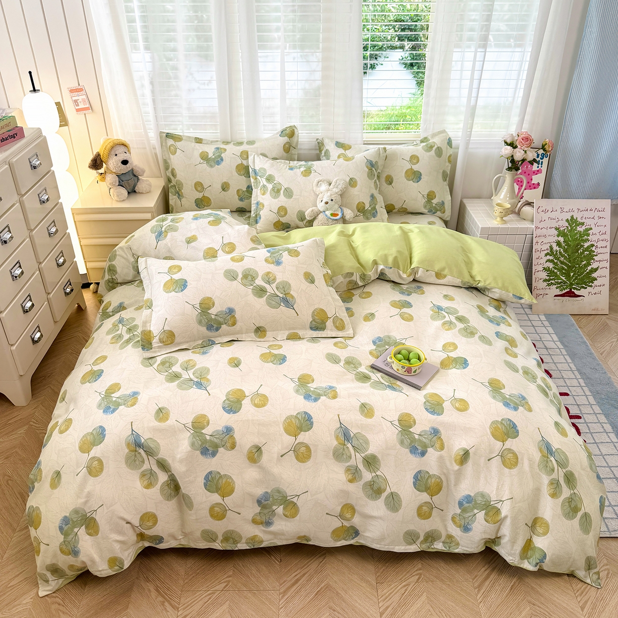 91家纺网 家纺一手货源 找家纺 尚帛 2026新款全棉品质喷气印花爆款四件套 多规格套件 单品系列-四件套 秋飘铃