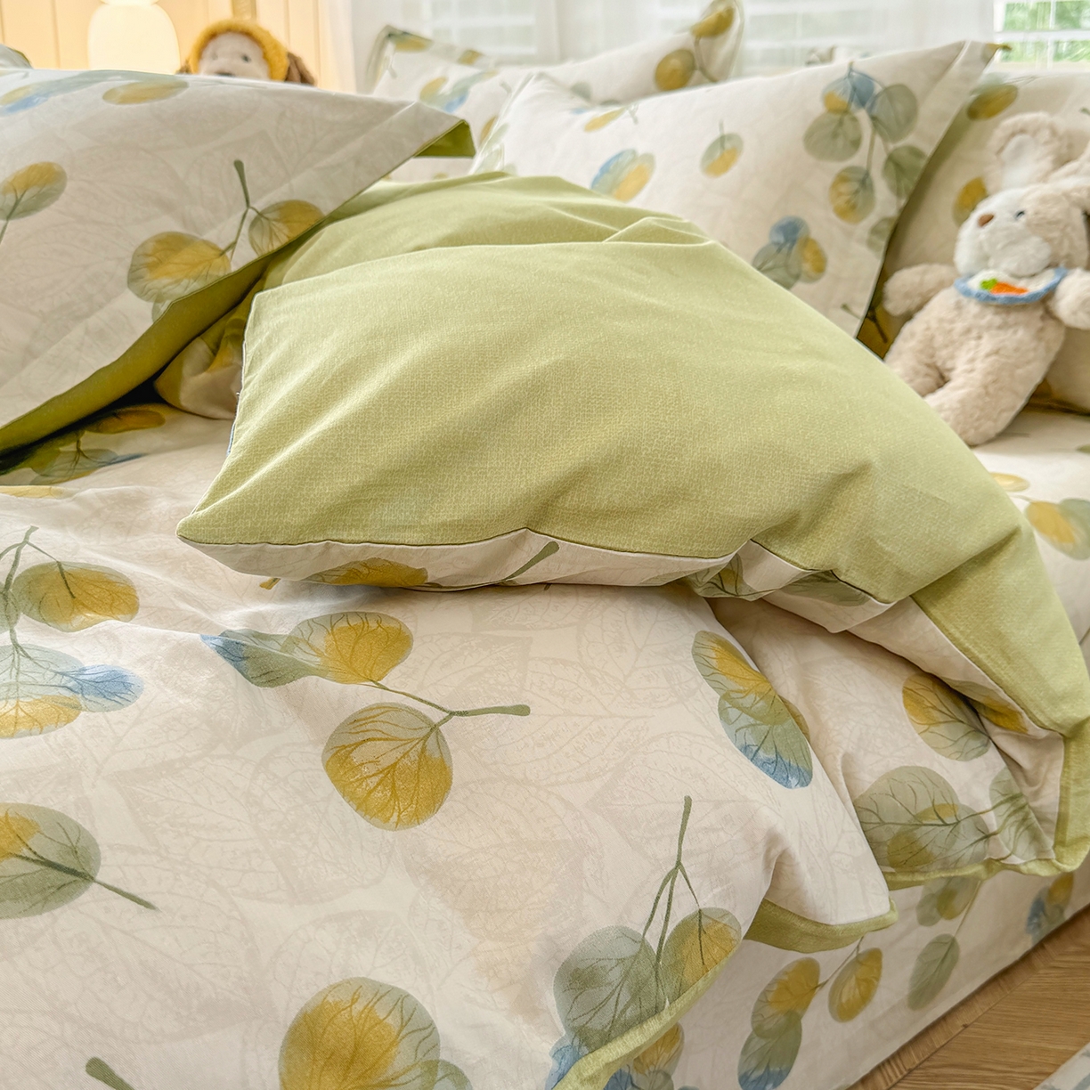 91家纺网 家纺一手货源 找家纺 尚帛 2026新款全棉品质喷气印花爆款四件套 多规格套件 单品系列-四件套 秋飘铃