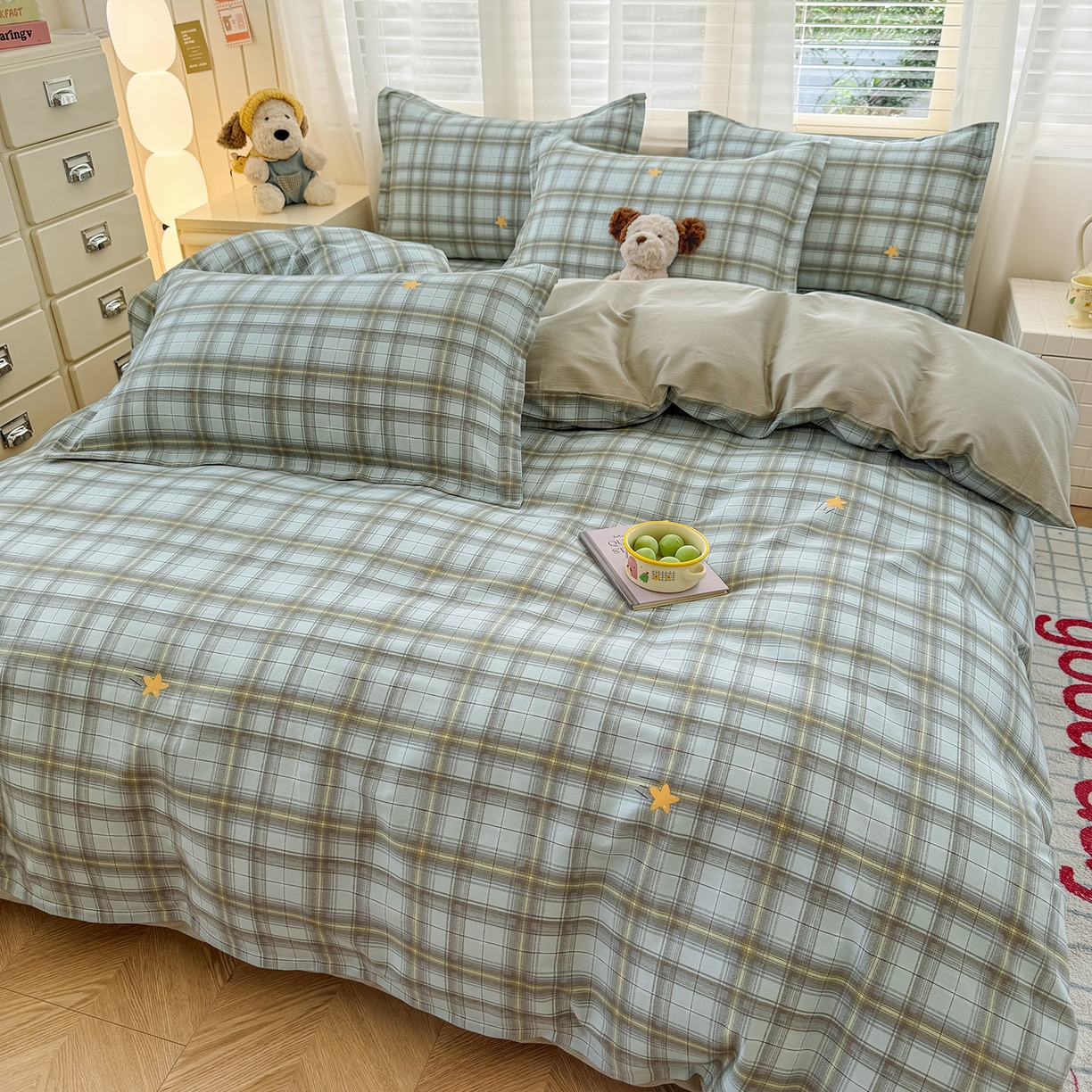 91家纺网 家纺一手货源 找家纺 尚帛 2026新款全棉品质喷气印花爆款四件套 多规格套件 单品系列-四件套 闪耀的星