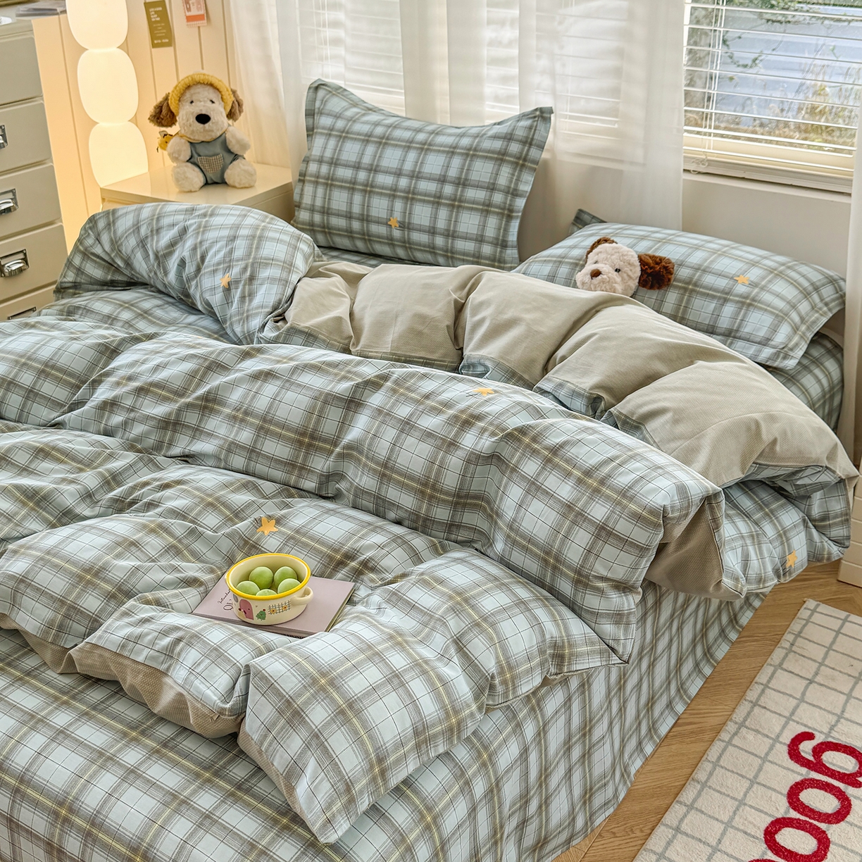 91家纺网 家纺一手货源 找家纺 尚帛 2026新款全棉品质喷气印花爆款四件套 多规格套件 单品系列-四件套 闪耀的星