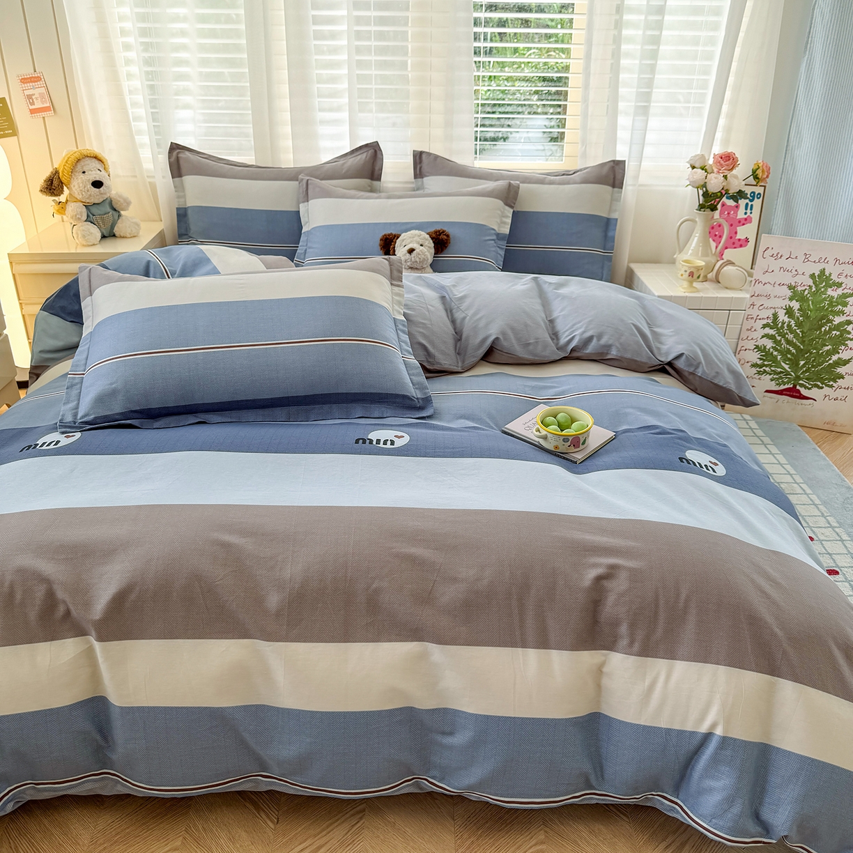 91家纺网 家纺一手货源 找家纺 尚帛 2026新款全棉品质喷气印花爆款四件套 多规格套件 单品系列-四件套 时尚慕斯