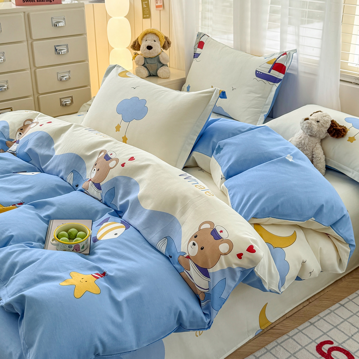 91家纺网 家纺一手货源 找家纺 尚帛 2026新款全棉品质喷气印花爆款四件套 多规格套件 单品系列-四件套 水上乐园