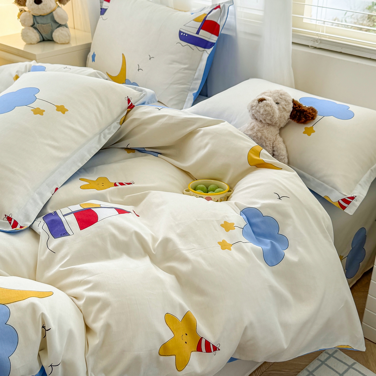 91家纺网 家纺一手货源 找家纺 尚帛 2026新款全棉品质喷气印花爆款四件套 多规格套件 单品系列-四件套 水上乐园