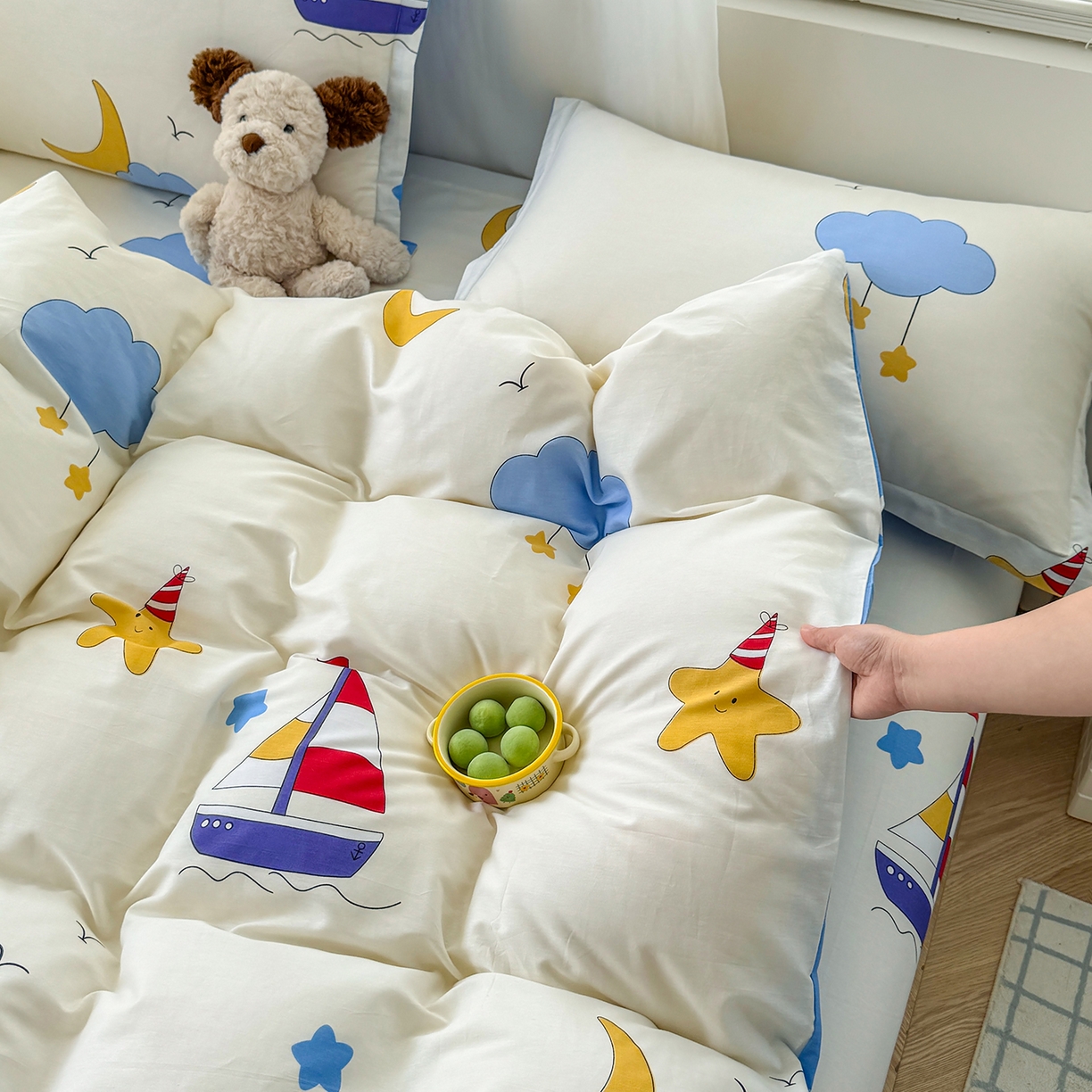 91家纺网 家纺一手货源 找家纺 尚帛 2026新款全棉品质喷气印花爆款四件套 多规格套件 单品系列-四件套 水上乐园