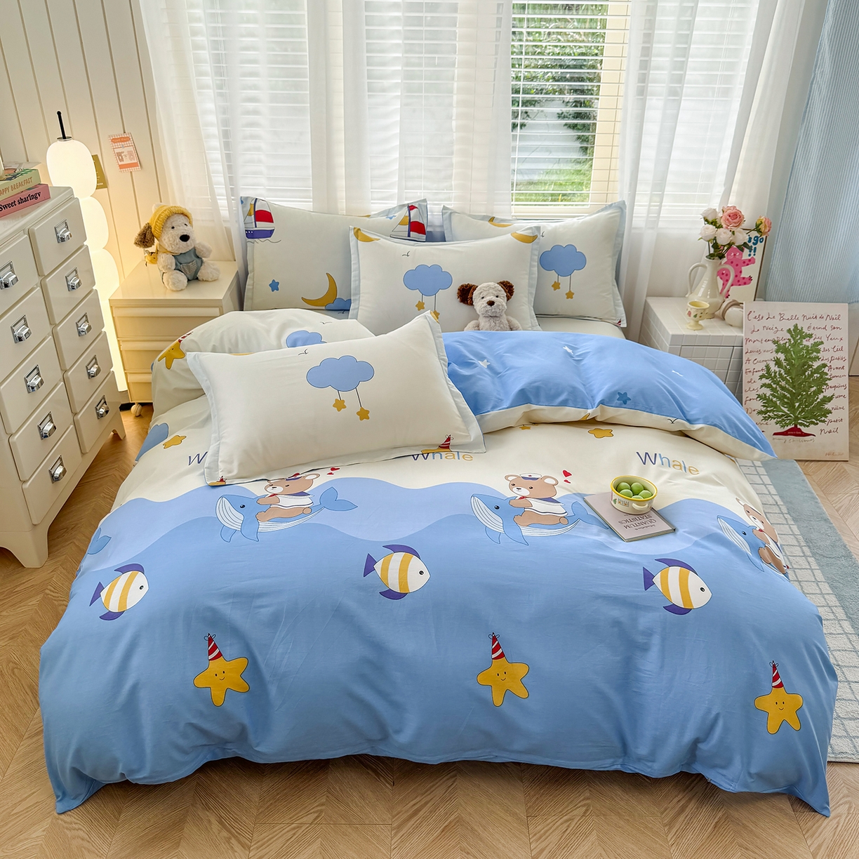 91家纺网 家纺一手货源 找家纺 尚帛 2026新款全棉品质喷气印花爆款四件套 多规格套件 单品系列-四件套 水上乐园