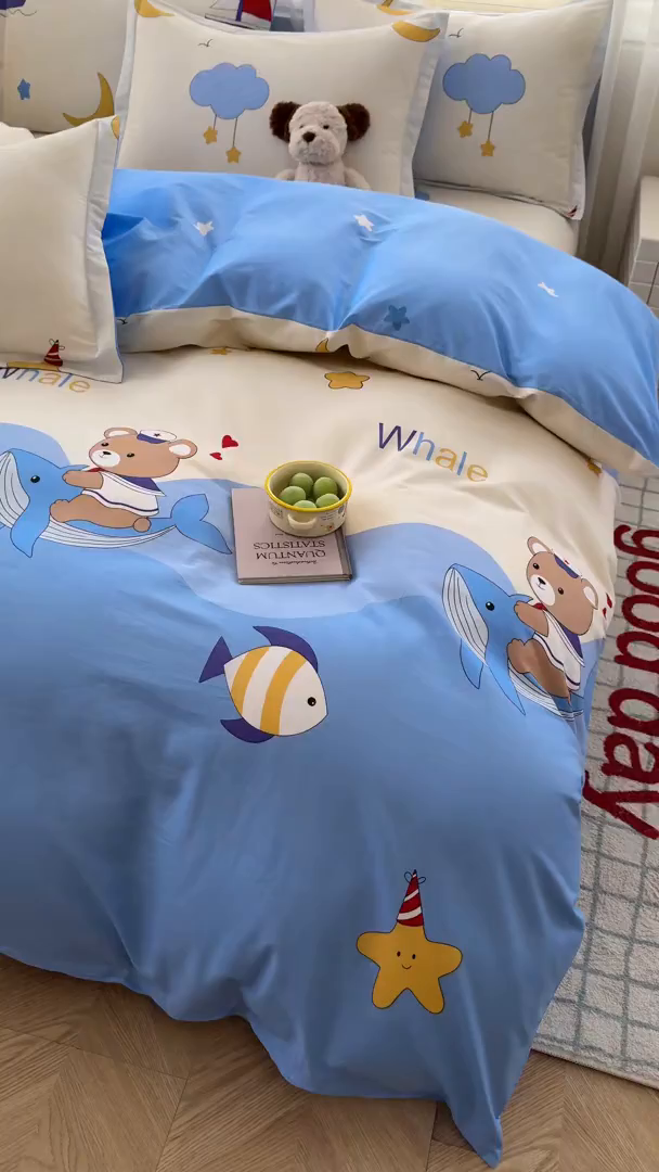 91家纺网 家纺一手货源 找家纺 尚帛 2026新款全棉品质喷气印花爆款四件套 多规格套件 单品系列-四件套 水上乐园