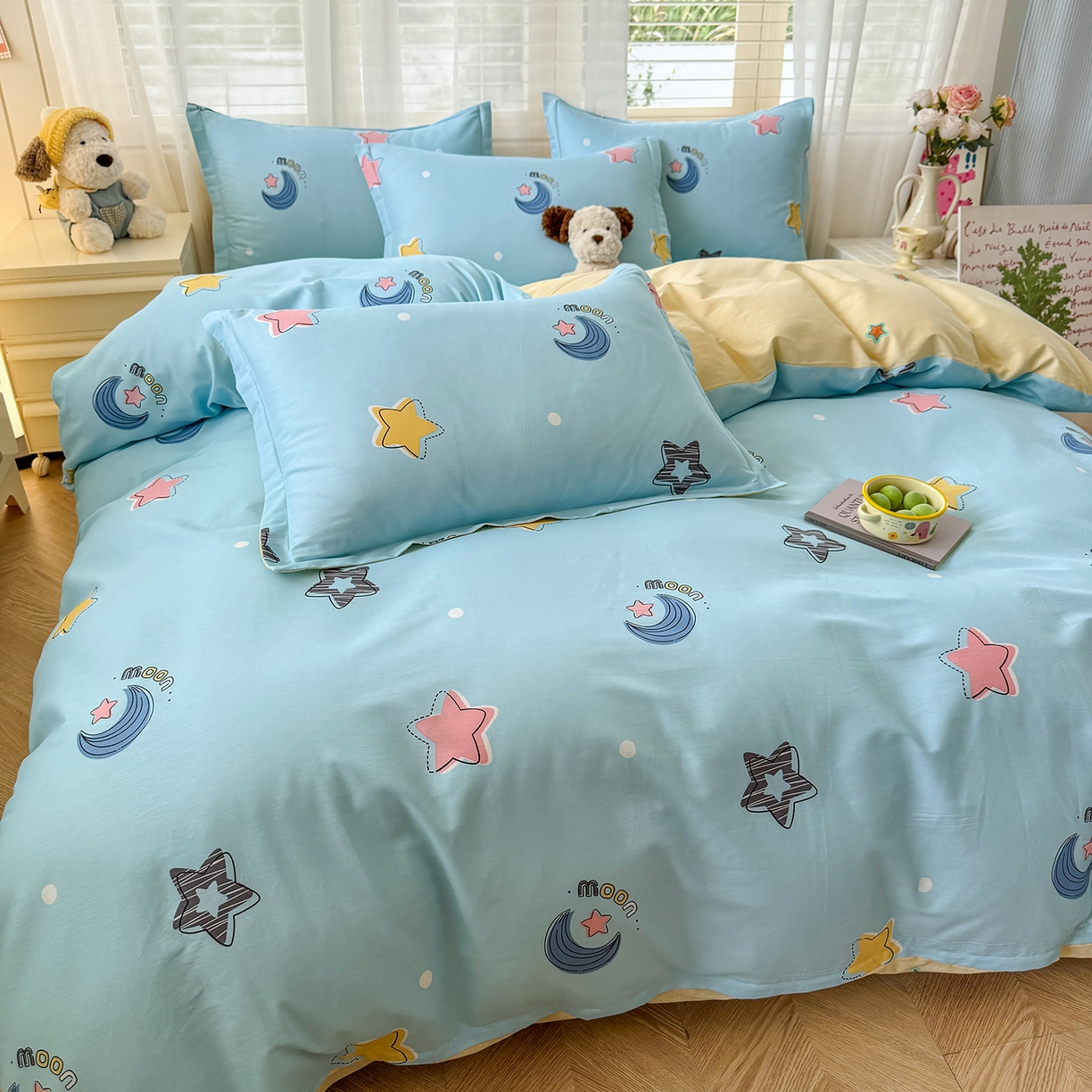 91家纺网 家纺一手货源 找家纺 尚帛 2026新款全棉品质喷气印花爆款四件套 多规格套件 单品系列-四件套 星梦想