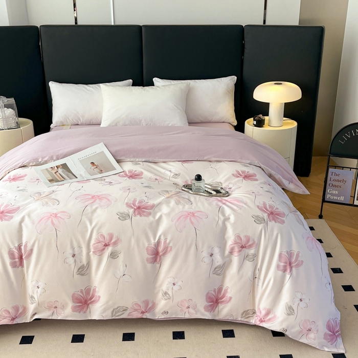 91家纺网 家纺一手货源 找家纺 艾迪尚家纺 2026新款133X76宽幅全棉纯棉印花单品被套 被套单件 盛夏-紫