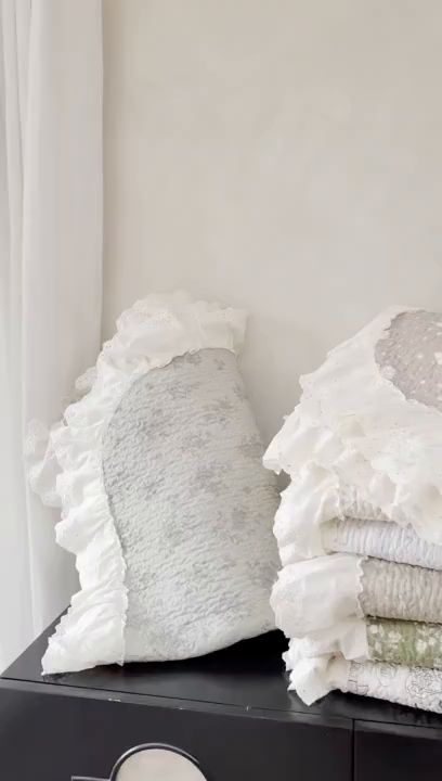 91家纺网 家纺一手货源 找家纺 琳可家居 2026新款印花全棉双层纱床盖棉布花边高温水洗A类标准夹棉可机洗 组合图