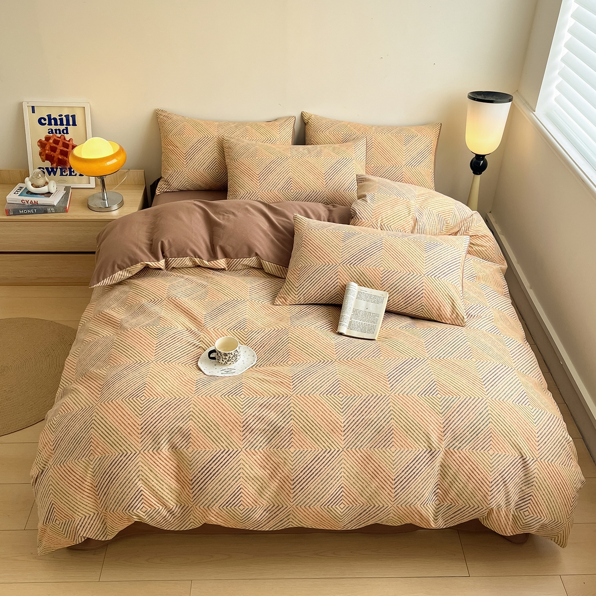 91家纺网 家纺一手货源 找家纺 （总）呗旺鹿 2025新款A类全棉磨毛基础款布达拉宫休闲风四件套