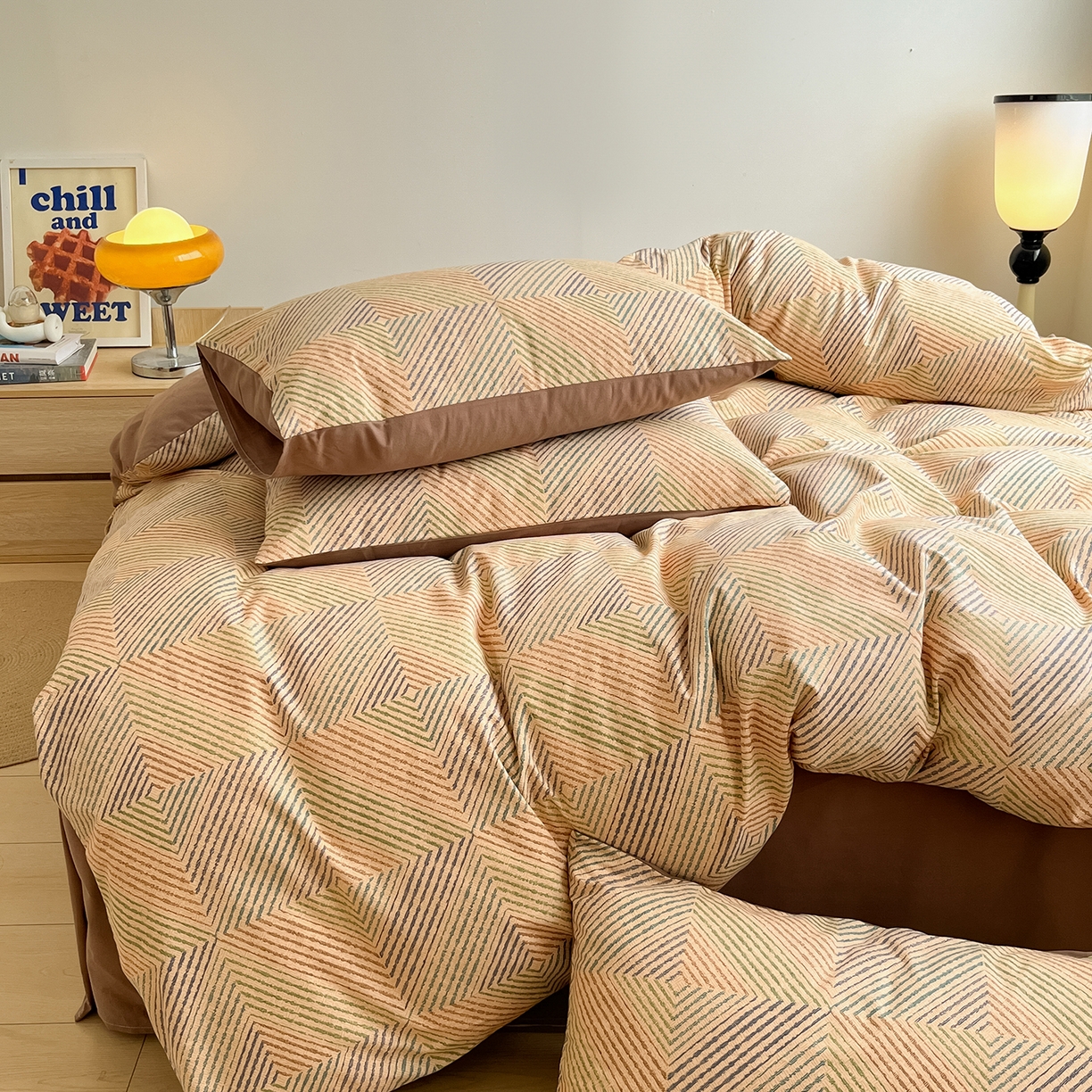 91家纺网 家纺一手货源 找家纺 （总）呗旺鹿 2025新款A类全棉磨毛基础款布达拉宫休闲风四件套