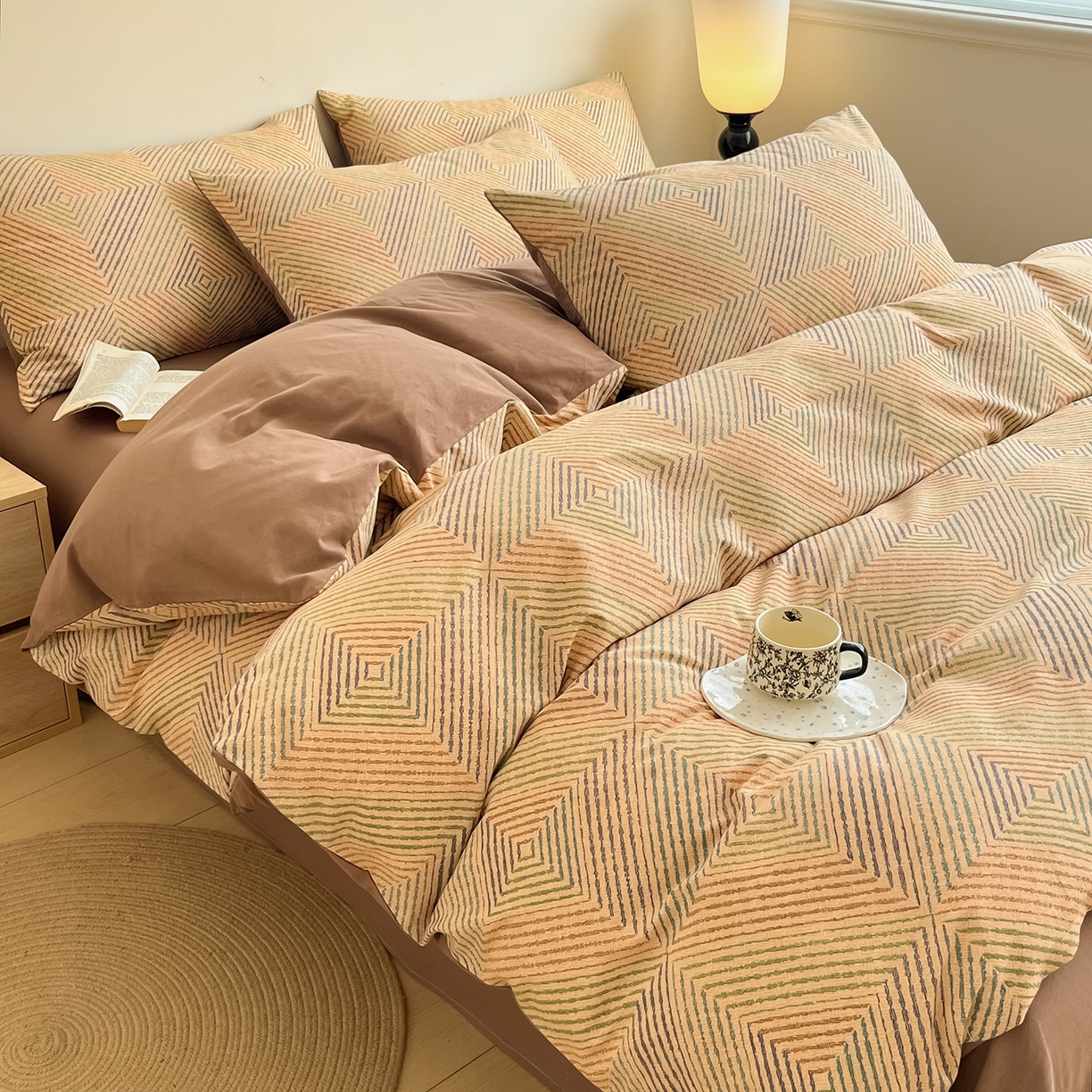 91家纺网 家纺一手货源 找家纺 （总）呗旺鹿 2025新款A类全棉磨毛基础款布达拉宫休闲风四件套