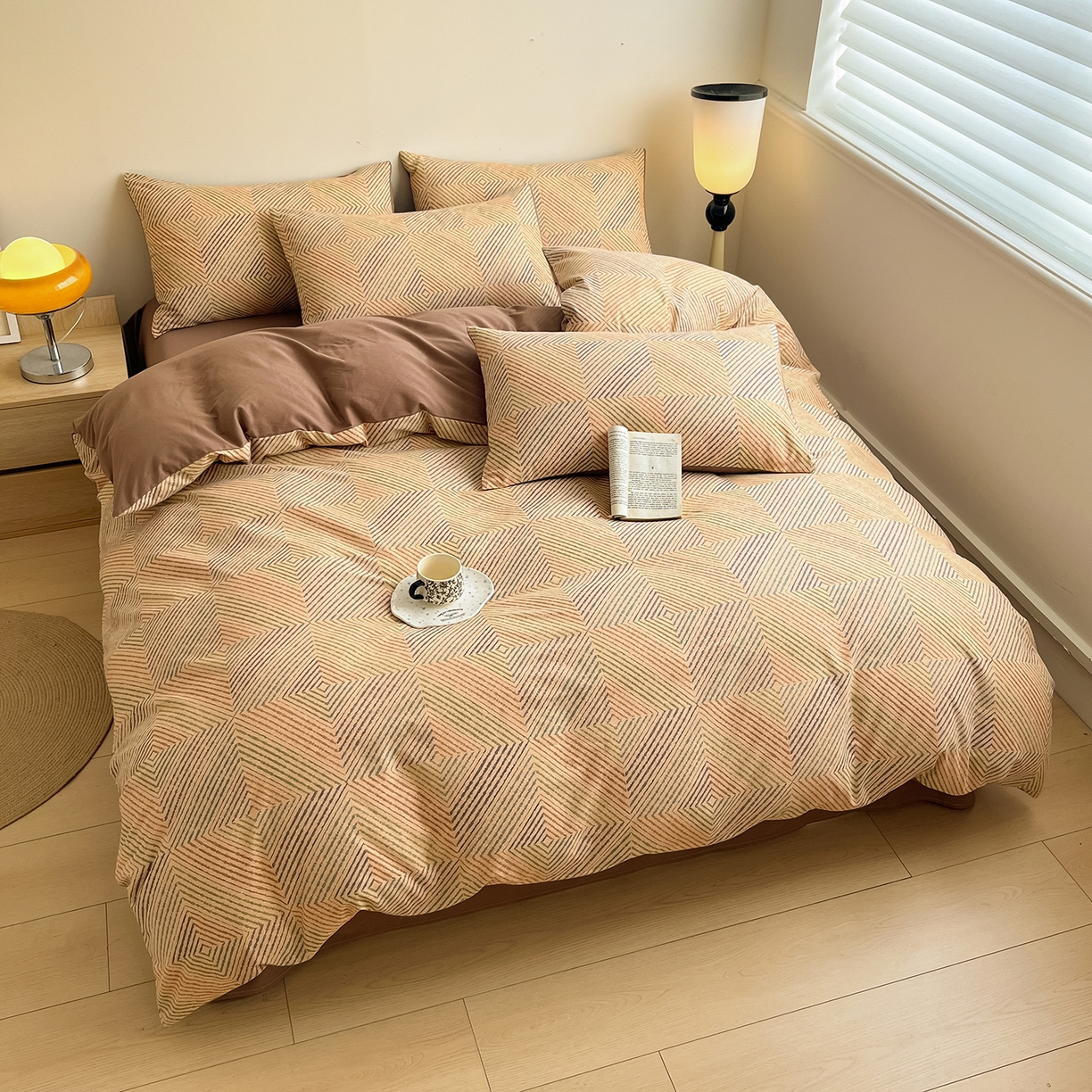 91家纺网 家纺一手货源 找家纺 （总）呗旺鹿 2025新款A类全棉磨毛基础款布达拉宫休闲风四件套