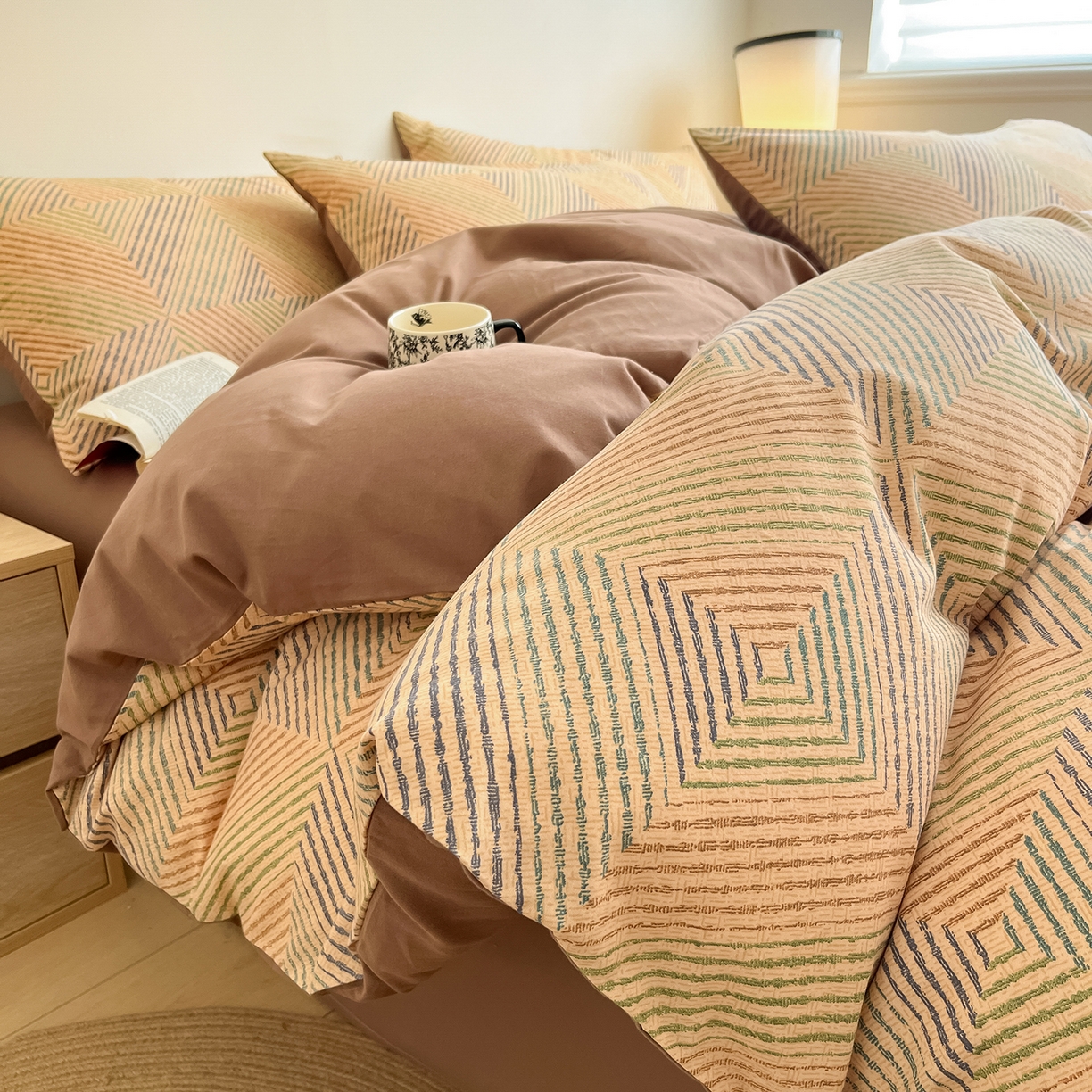 91家纺网 家纺一手货源 找家纺 （总）呗旺鹿 2025新款A类全棉磨毛基础款布达拉宫休闲风四件套