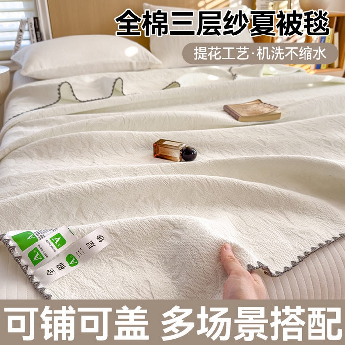91家纺网 家纺一手货源 找家纺 (总)兄弟坊 2026新款全棉三层纱多功能毛巾被（盖毯床单夏被）棉澜