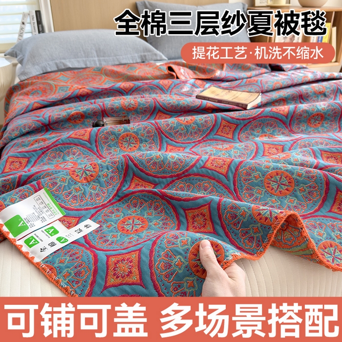 91家纺网 家纺一手货源 找家纺 (总)兄弟坊 2026新款全棉三层纱多功能毛巾被（盖毯床单夏被）棉澜