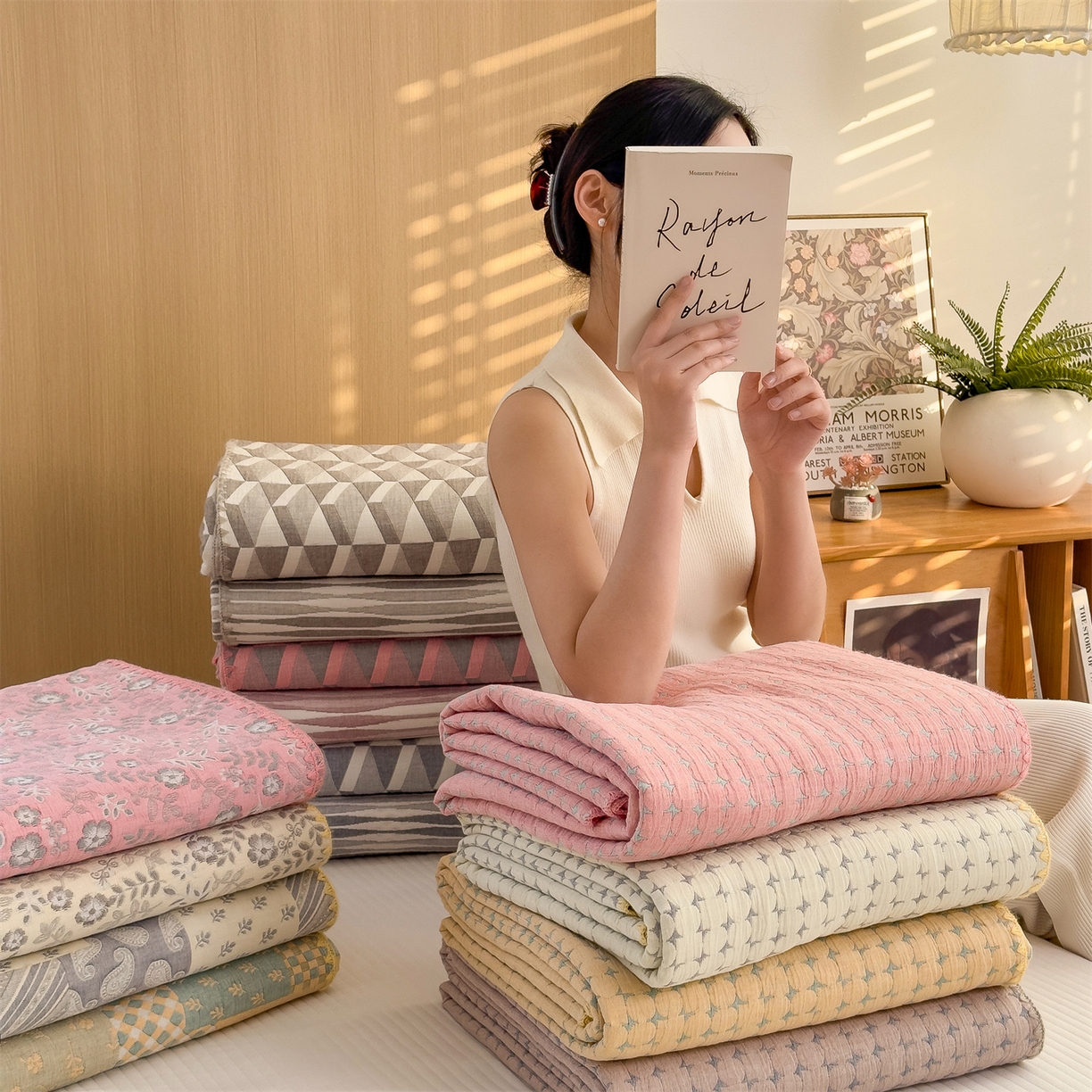 91家纺网 家纺一手货源 找家纺 (总)兄弟坊 2026新款全棉三层纱多功能毛巾被（盖毯床单夏被）棉澜