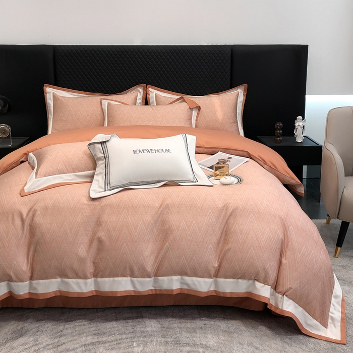 91家纺网 家纺一手货源 找家纺 若未家居 LOVEWE HOUSE 2026新款100S数码印花轻奢风四件套-波澜 波澜 贝拉橘