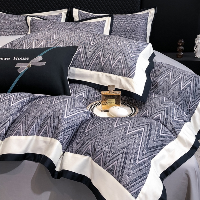 91家纺网 家纺一手货源 找家纺 若未家居 LOVEWE HOUSE 2026新款100S数码印花轻奢风四件套-波澜 波澜 爵士灰