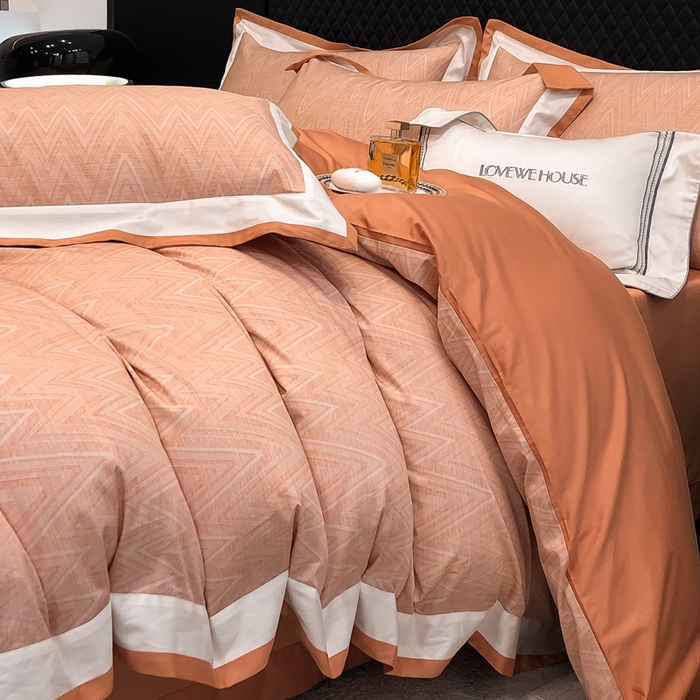 91家纺网 家纺一手货源 找家纺 若未家居 LOVEWE HOUSE 2026新款100S数码印花轻奢风四件套-波澜 波澜 贝拉橘