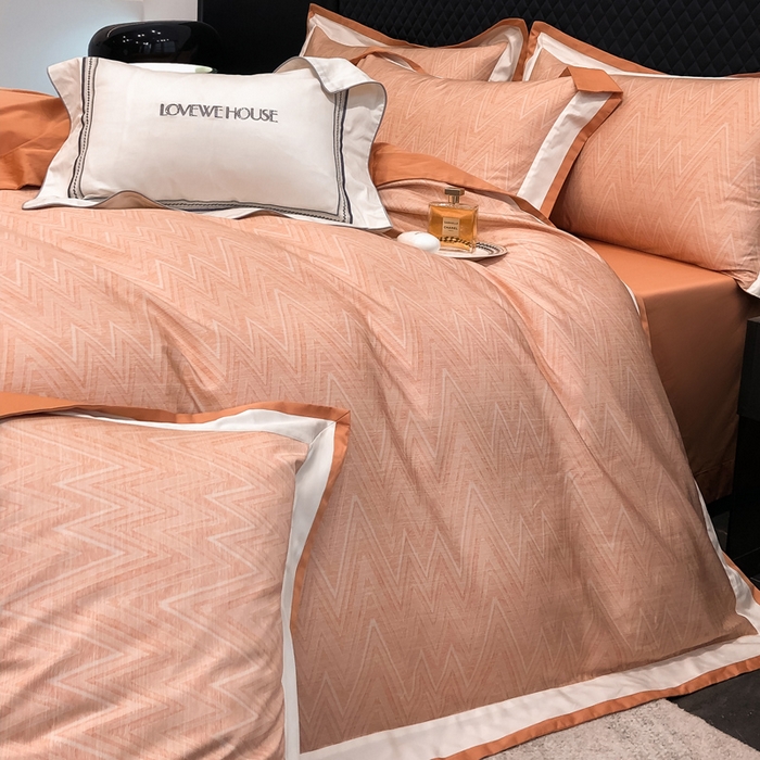 91家纺网 家纺一手货源 找家纺 若未家居 LOVEWE HOUSE 2026新款100S数码印花轻奢风四件套-波澜 波澜 贝拉橘